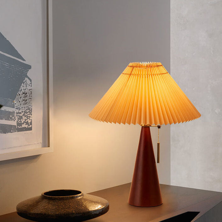 Luminária de Mesa em Madeira com Design Plissado Japonês LED Noz