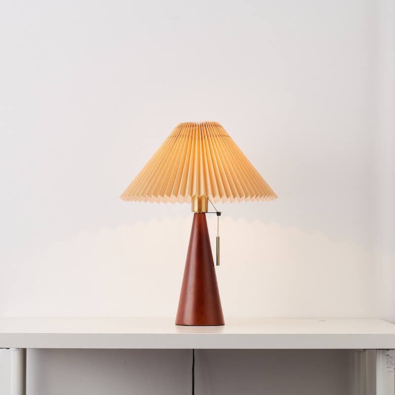 Luminária de Mesa em Madeira com Design Plissado Japonês LED