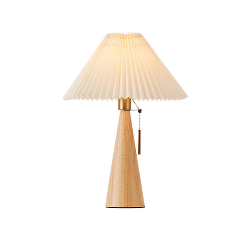 Luminária de Mesa em Madeira com Design Plissado Japonês LED
