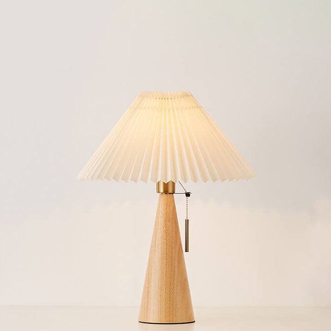 Luminária de Mesa em Madeira com Design Plissado Japonês LED