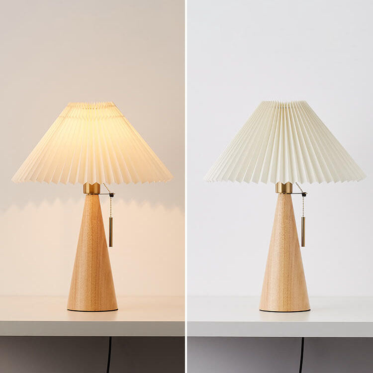 Luminária de Mesa em Madeira com Design Plissado Japonês LED