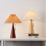 Luminária de Mesa em Madeira com Design Plissado Japonês LED