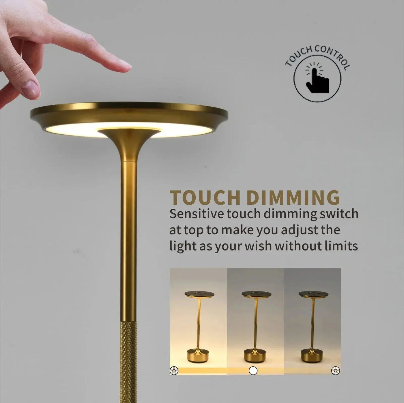 Luminária de mesa Conforto | Abajur Sem Fio - Iluminação LED Portátil e Recarregável