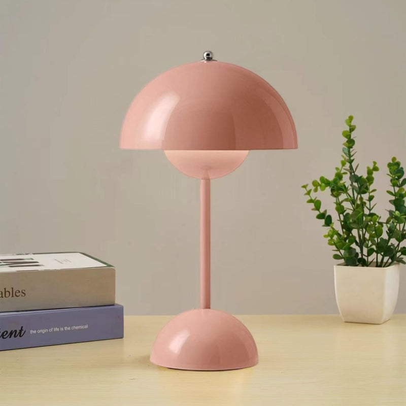 Luminária de mesa Escandinava Dome - Iluminação de Escritório de Estilo Mid-Century Rosa