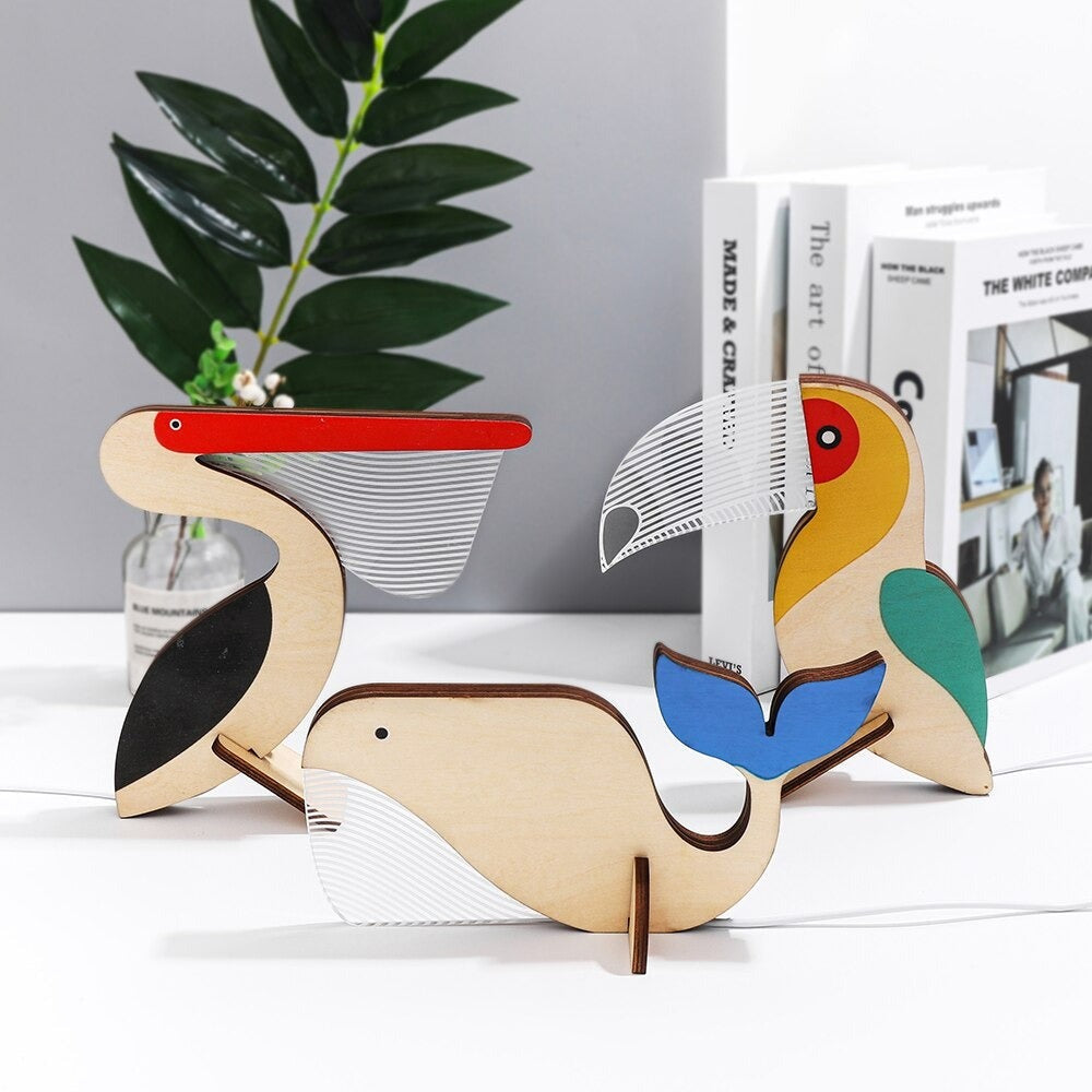 Luminária de mesa Infantil Portátil com Estampas Coloridas de Animais
