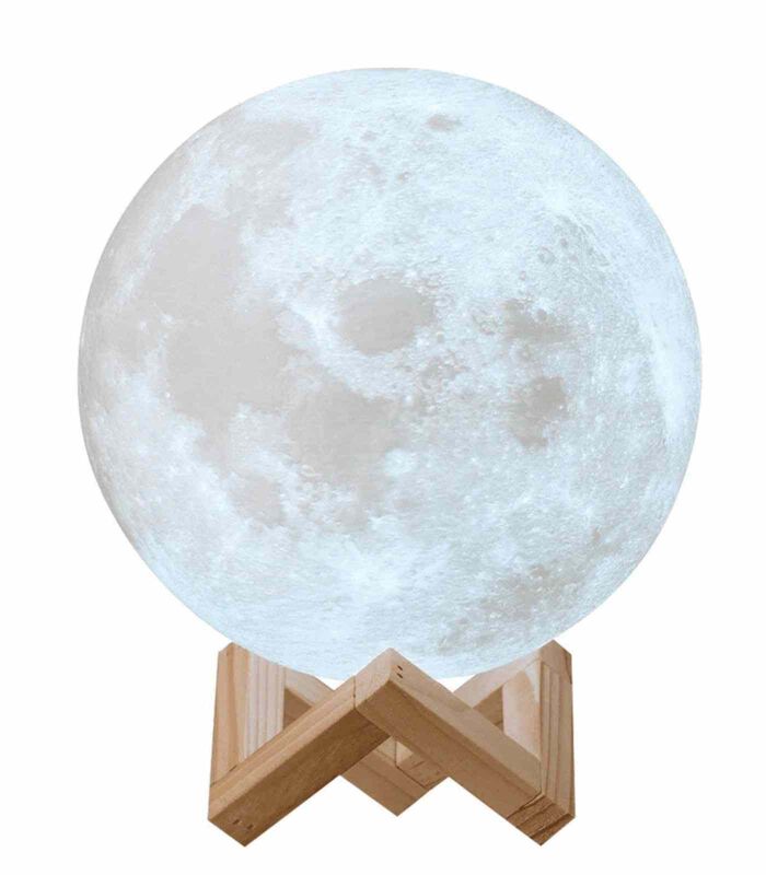Luminária de mesa Lunar – Abajur LED Noturno Realista com 16 Cores e Controle Remoto