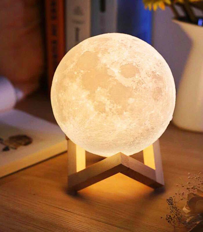 Luminária de mesa Lunar – Abajur LED Noturno Realista com 16 Cores e Controle Remoto