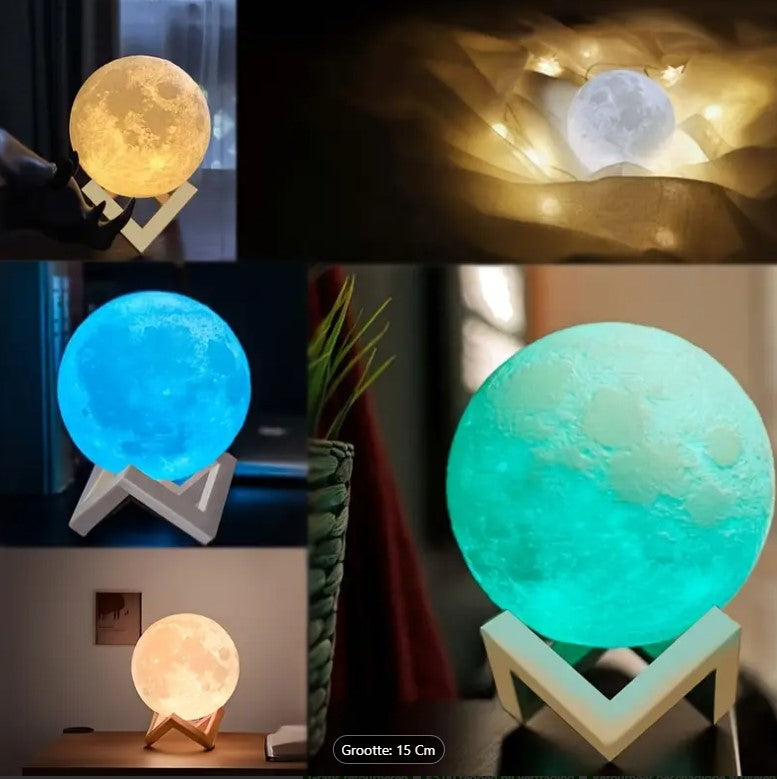 Luminária de mesa Lunar – Abajur LED Noturno Realista com 16 Cores e Controle Remoto