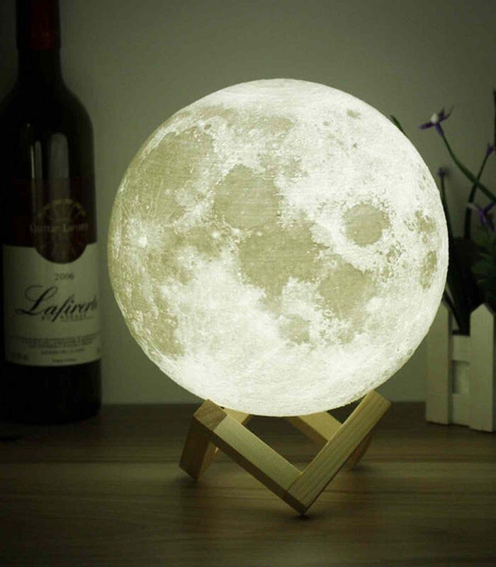 Luminária de mesa Lunar – Abajur LED Noturno Realista com 16 Cores e Controle Remoto