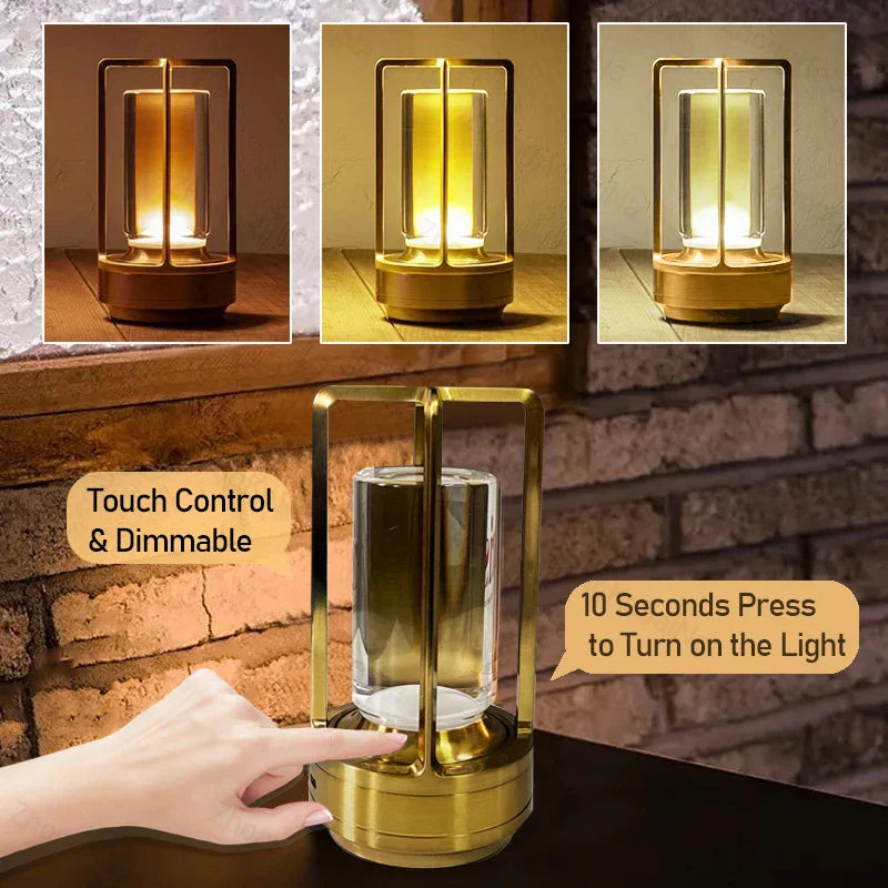Luminária de mesa Moderna Nórdica Sem Fio em Metal - Recarregável, LED com Controle Touch e Função Dimerizável, Perfeita para Quarto, Casa e Espaços Exteriores - Ideal para Iluminação Noturna em Restaurantes e Uso Residencial