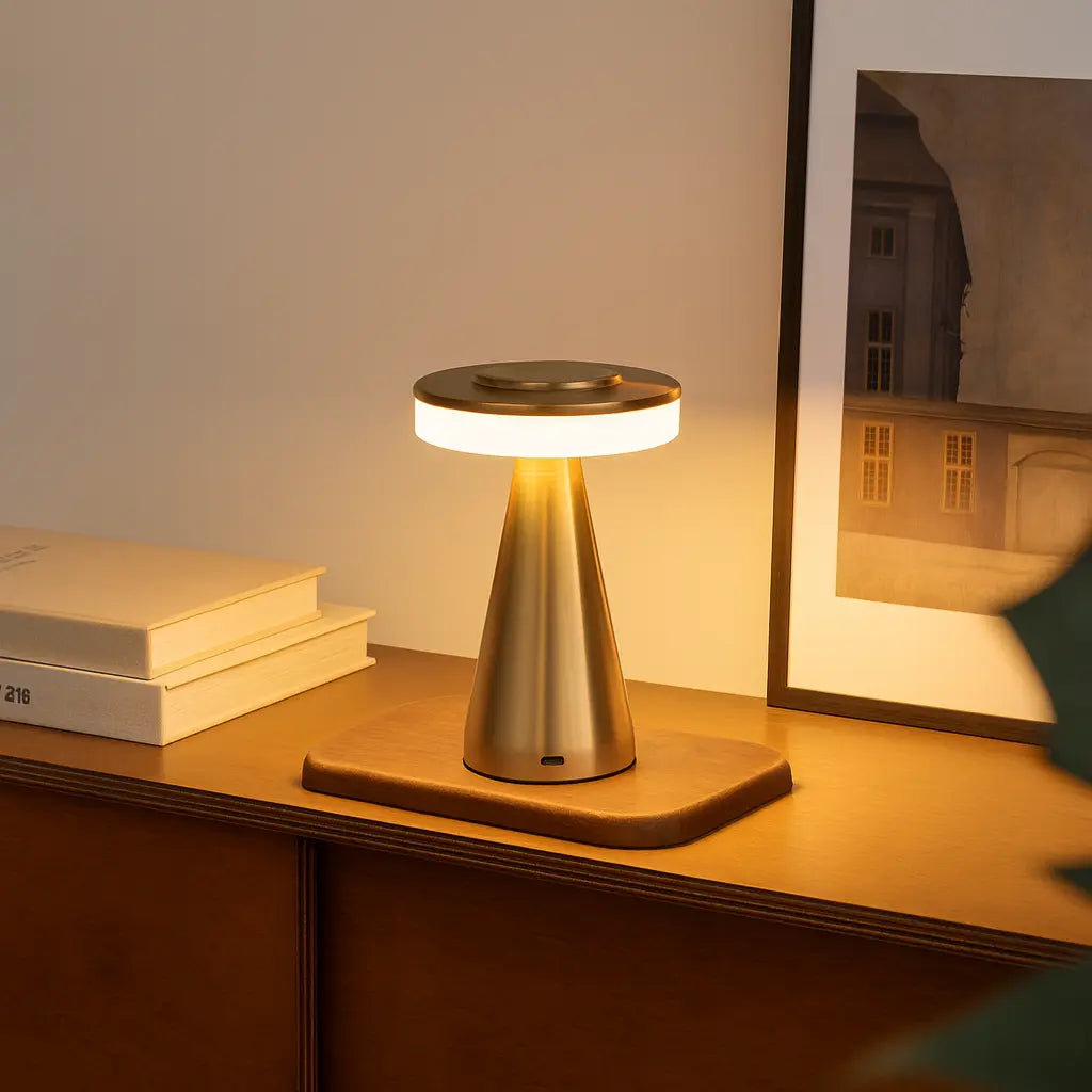 Luminária de mesa Moderna em Formato de Cogumelo – Abajur LED Elegante com Intensidade de Luz Ajustável
