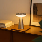 Luminária de mesa Moderna em Formato de Cogumelo – Abajur LED Elegante com Intensidade de Luz Ajustável Prata
