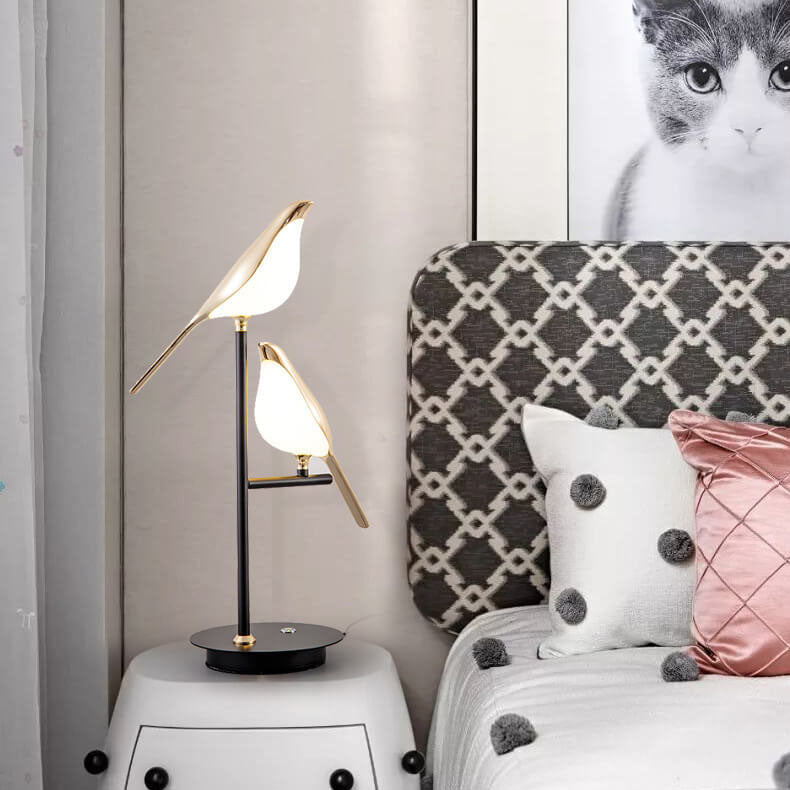 Luminária de mesa Pássaro Magpie LED Estilo Moderno – Iluminação Minimalista para Escritório Nórdico