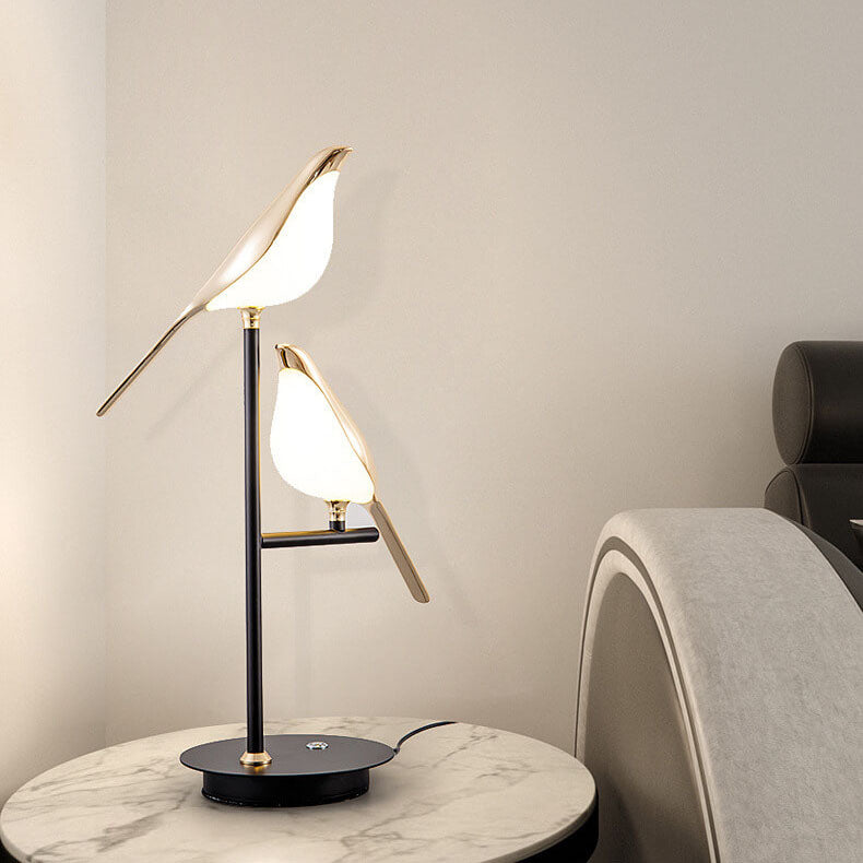Luminária de mesa Pássaro Magpie LED Estilo Moderno – Iluminação Minimalista para Escritório Nórdico