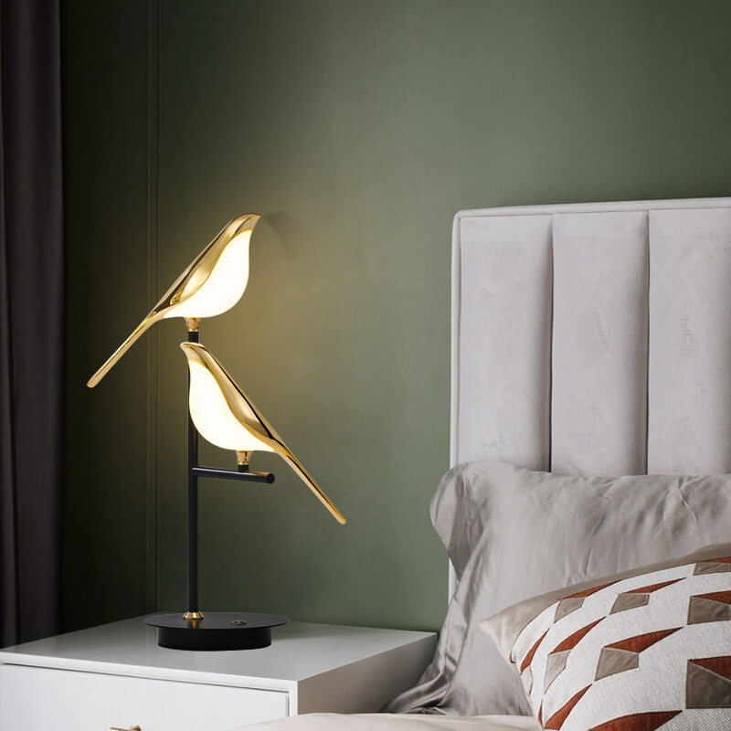 Luminária de mesa Pássaro Magpie LED Estilo Moderno – Iluminação Minimalista para Escritório Nórdico