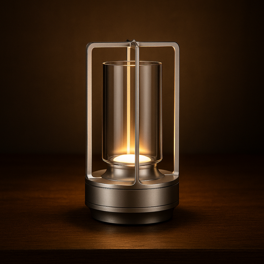 Luminária de mesa Recarregável e Portátil LED com Toque – Ideal para Quarto e Sala de Estar Prata
