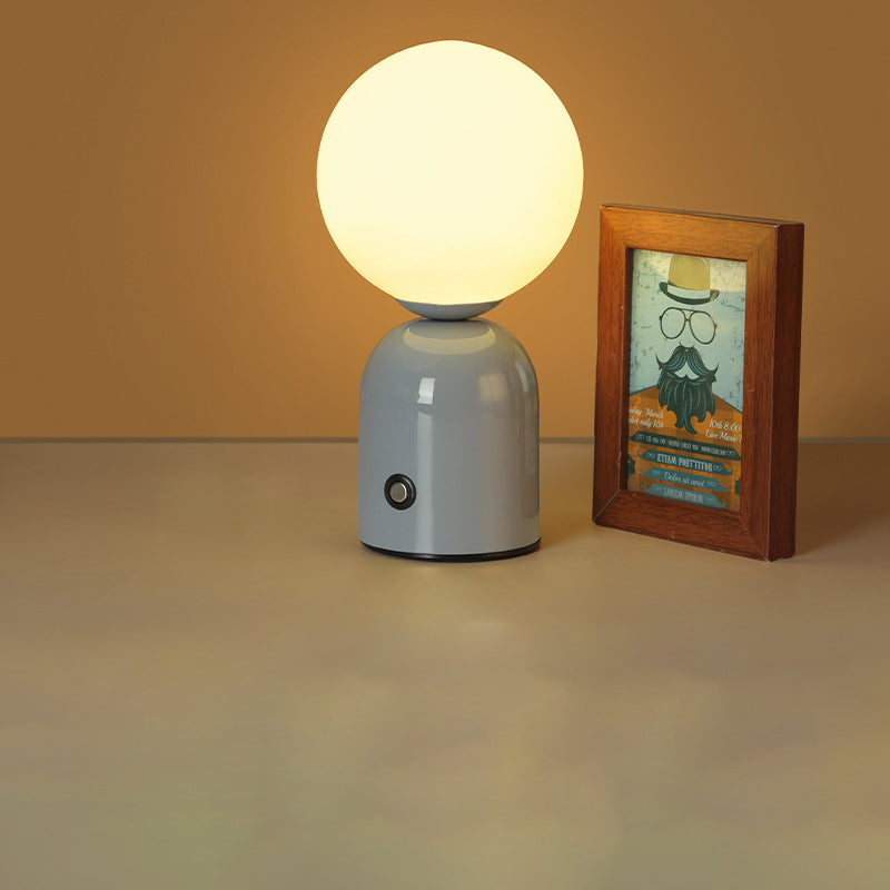 Luminária de mesa Redonda em Acrílico LED Estilo Escandinavo com Conexão USB para Quarto Cinza Claro Dimerizável Infinito 5V