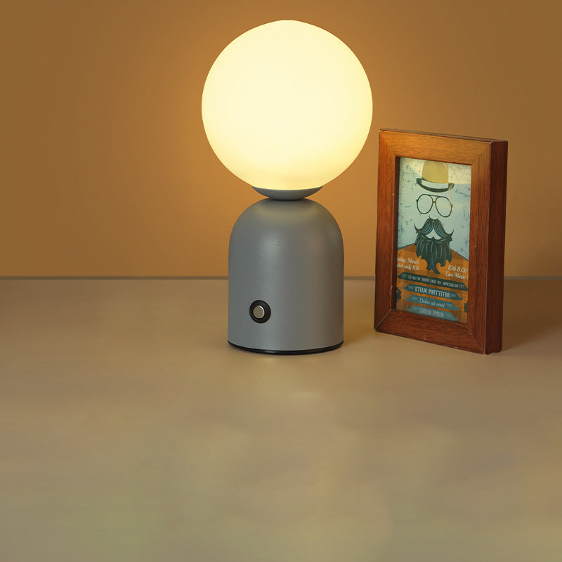 Luminária de mesa Redonda em Acrílico LED Estilo Escandinavo com Conexão USB para Quarto Cinza Fosco Dimerizável Infinito 5V