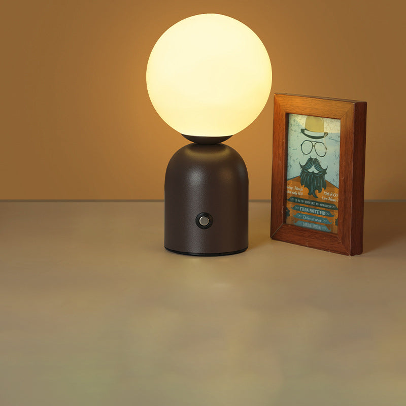 Luminária de mesa Redonda em Acrílico LED Estilo Escandinavo com Conexão USB para Quarto Marrom Dimerizável Infinito 5V
