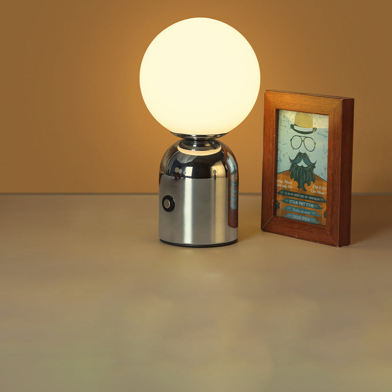 Luminária de mesa Redonda em Acrílico LED Estilo Escandinavo com Conexão USB para Quarto Prata Dimerizável Infinito 5V