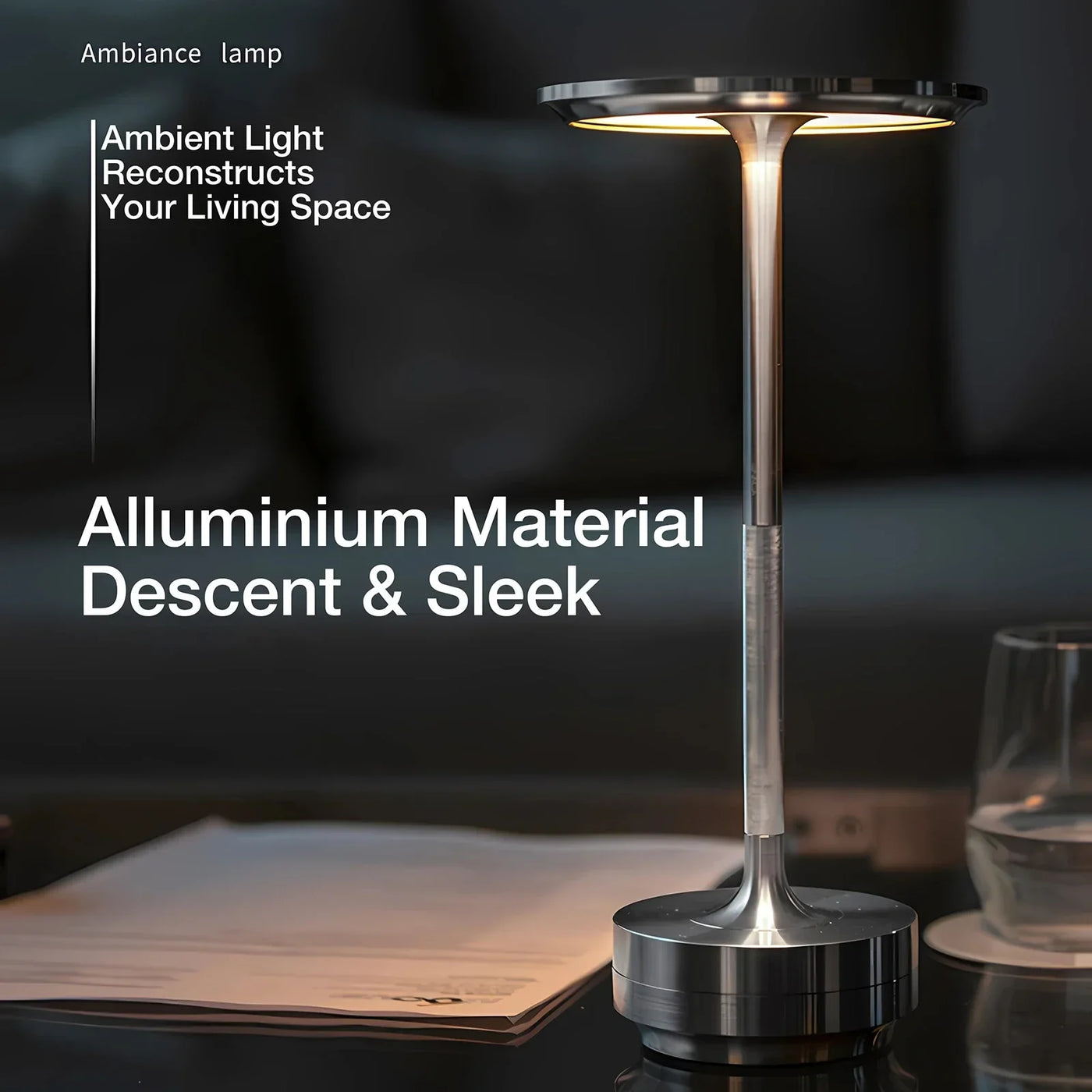 Luminária de mesa Sem Fio Aura - Abajur Moderno com Controle Touch e Estilo Nórdico