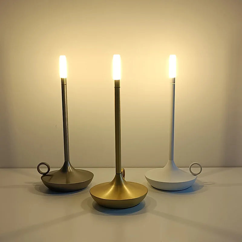 Luminária de mesa Táctil em Forma de Vela Recarregável - Perfeita para Camping, Escritórios, Cafés, Restaurantes e Muito Mais - Luz LED Duradoura com 3 Intensidades de Iluminação