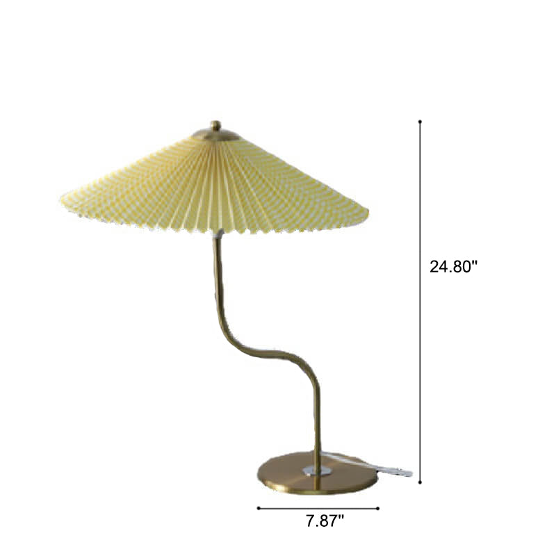 Luminária de mesa Vintage com Abajur Plissado em Latão | Luminária Decorativa Retro para Quarto e Sala de Estar