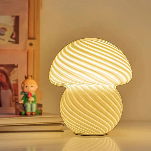 Luminária de mesa Vintage em Estilo Cogumelo – Abajur LED Translúcido com 3 Opções de Cores Branco