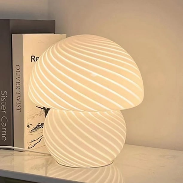Luminária de mesa Vintage em Estilo Cogumelo – Abajur LED Translúcido com 3 Opções de Cores
