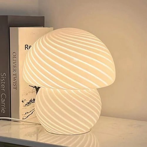 Luminária de mesa Vintage em Estilo Cogumelo – Abajur LED Translúcido com 3 Opções de Cores