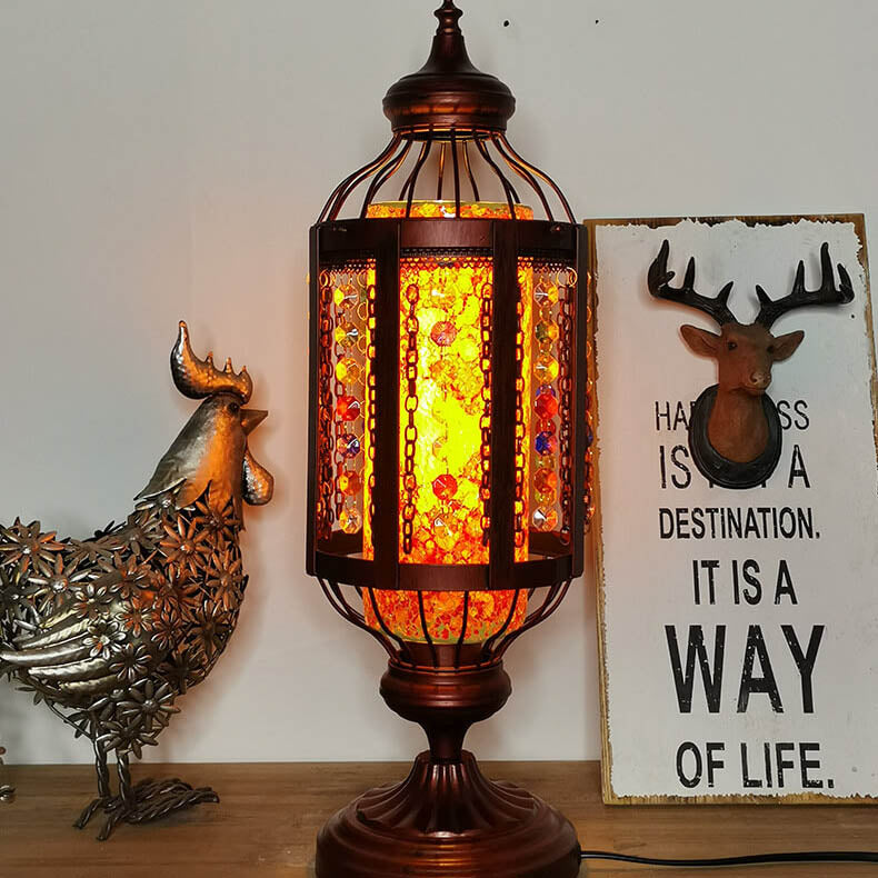 Luminária de mesa artesanal em mosaico de vidro colorido estilo vintage turco