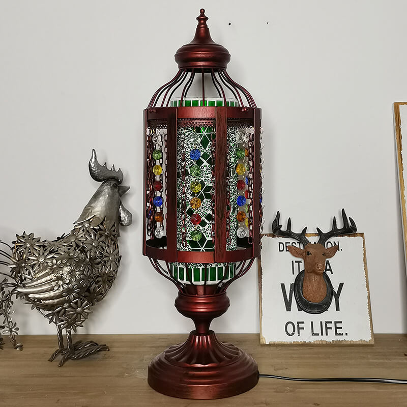 Luminária de mesa artesanal em mosaico de vidro colorido estilo vintage turco