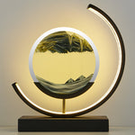 Luminária de mesa com Areia Movediça – Iluminação Ambiente Tranquila Jade Ventoso - suporte preto