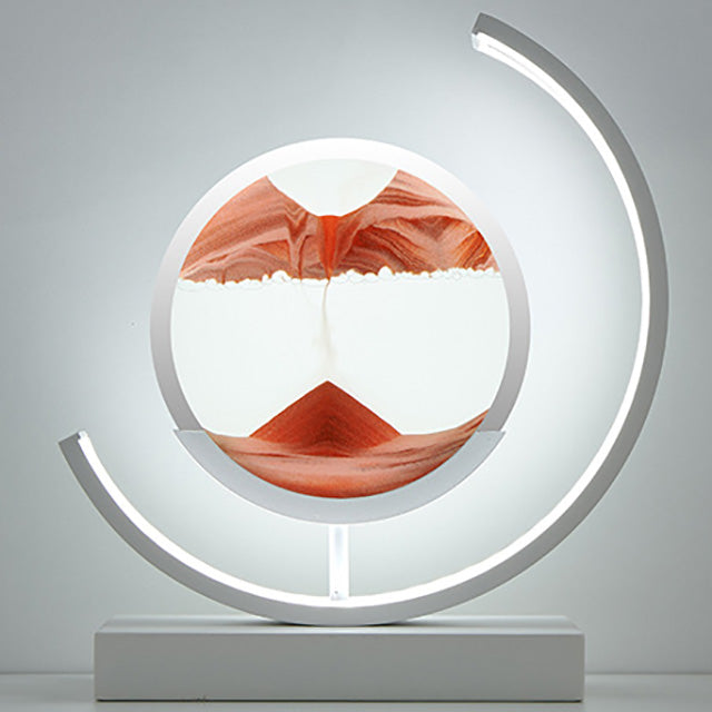 Luminária de mesa com Areia Movediça – Iluminação Ambiente Tranquila Vermelho - suporte branco