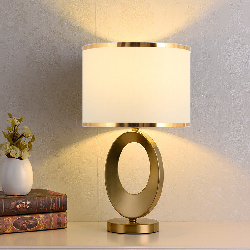 Luminária de mesa com Base de Anel de Tecido Elegante e Contemporânea