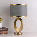 Luminária de mesa com Base de Anel de Tecido Elegante e Contemporânea Cinza com acabamento dourado duplo