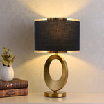 Luminária de mesa com Base de Anel de Tecido Elegante e Contemporânea Preto com acabamento dourado duplo