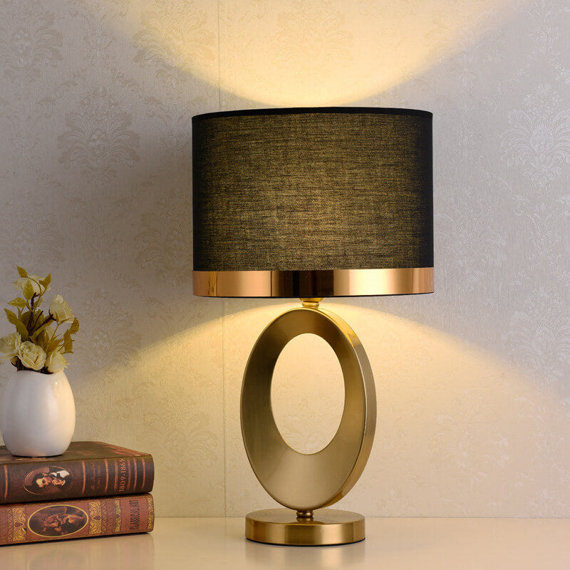 Luminária de mesa com Base de Anel de Tecido Elegante e Contemporânea