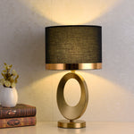 Luminária de mesa com Base de Anel de Tecido Elegante e Contemporânea Preto com acabamento dourado