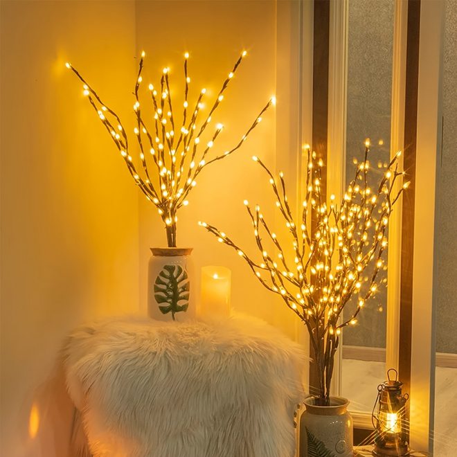 Luminária de mesa com Ramos LED para Vaso – Iluminação Decorativa para o Lar