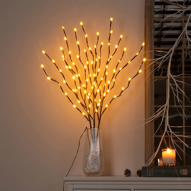 Luminária de mesa com Ramos LED para Vaso – Iluminação Decorativa para o Lar