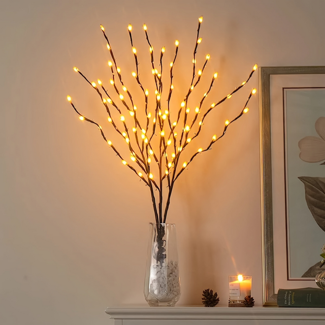Luminária de mesa com Ramos LED para Vaso – Iluminação Decorativa para o Lar
