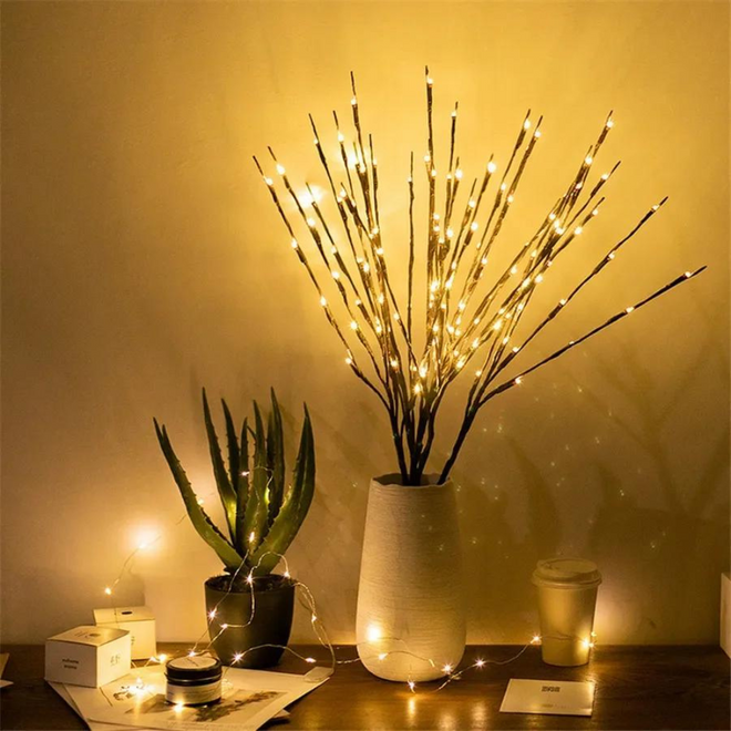 Luminária de mesa com Ramos LED para Vaso – Iluminação Decorativa para o Lar