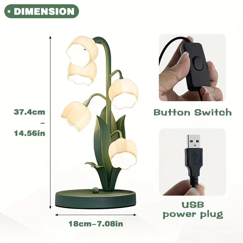 Luminária de mesa com Rosas - Abajur Floral Elegante em LED