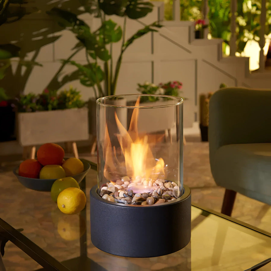 Luminária de mesa com design inovador em vidro | Fogueira Bioetanol para uso interno e externo sem chaminé