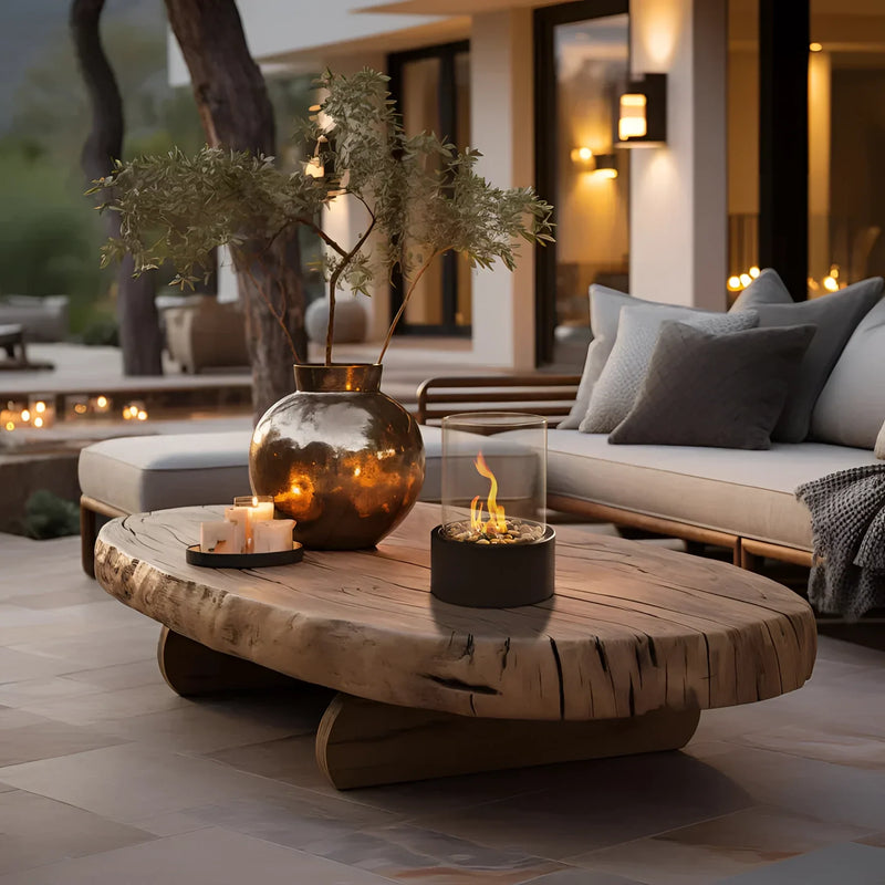 Luminária de mesa com design inovador em vidro | Fogueira Bioetanol para uso interno e externo sem chaminé