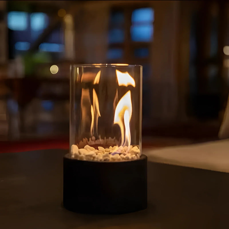 Luminária de mesa com design inovador em vidro | Fogueira Bioetanol para uso interno e externo sem chaminé