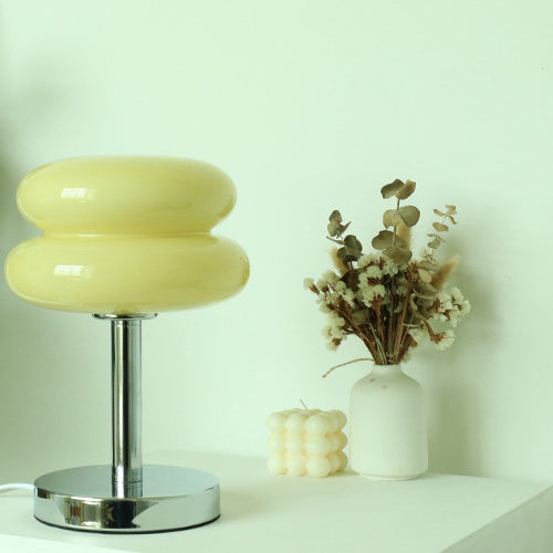 Luminária de mesa de vidro contemporânea | HomelyTouch Amarelo 220V-240V para UK AU