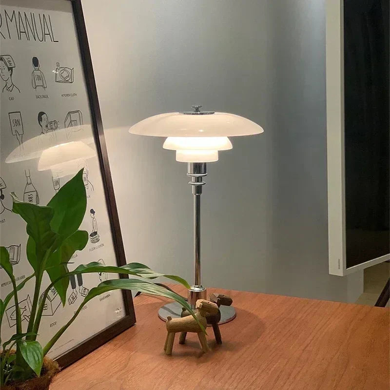 Luminária de mesa de vidro escandinavo – Iluminação LED simples para sua casa