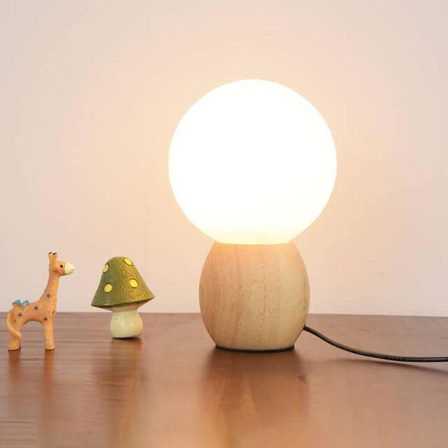 Luminária de mesa em Madeira Nórdica | Abajur de Vidro Minimalista de Design Orbital para Cômoda
